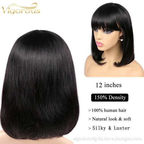 Vigorous short kinky straight bob raw bone straight long brazilian human hair extension guangzhou 100% real human hair wigs